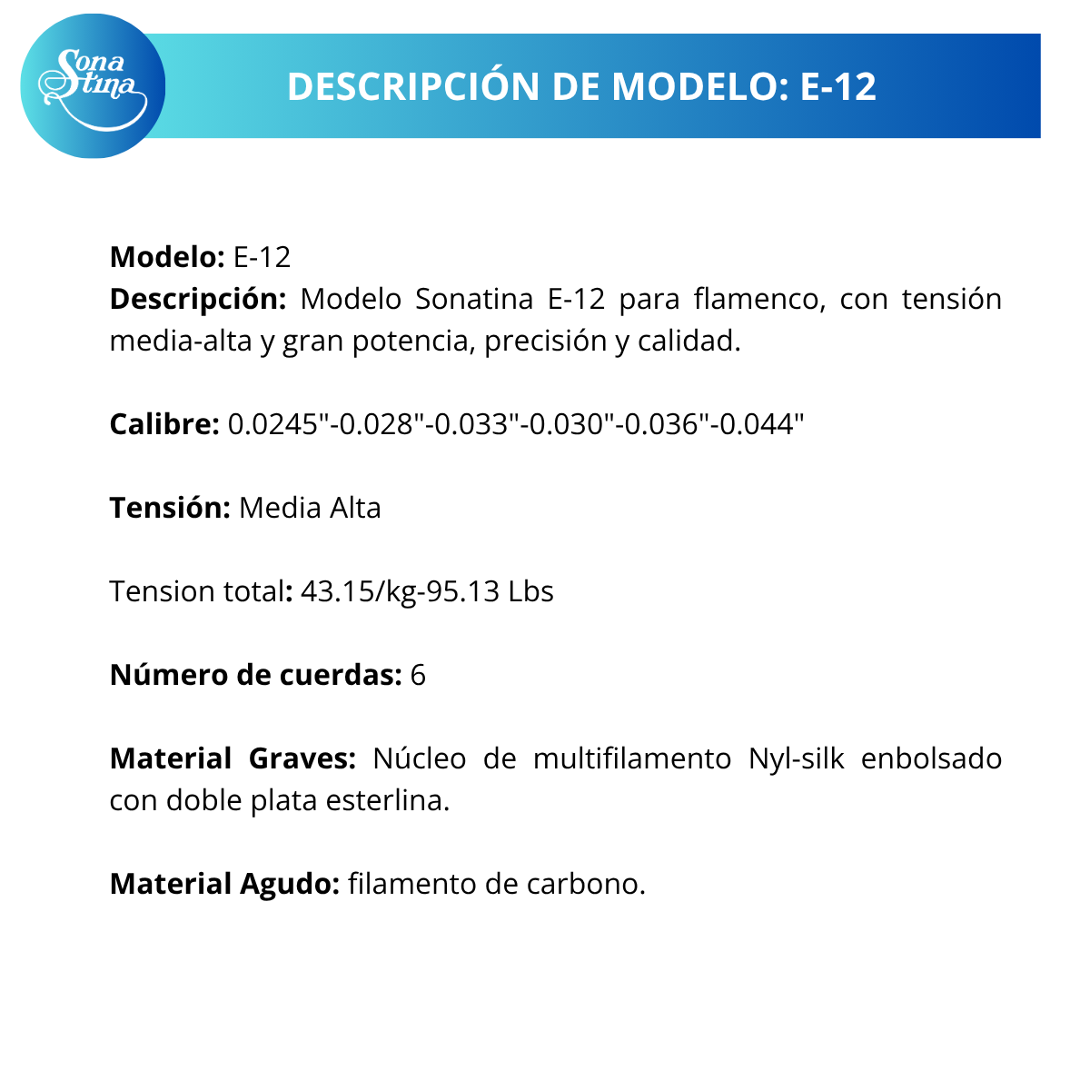 Elements Alba E-12 Tensión Media-Alta Cuerdas para Guitarra Profesional Flamenca