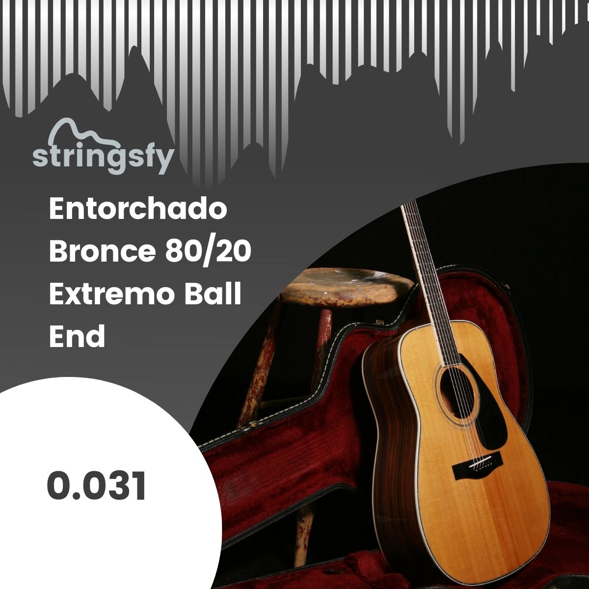 Entorchado Bronce 80/20 Extremo Ball End 0.031 Para Guitarra Electroacústica