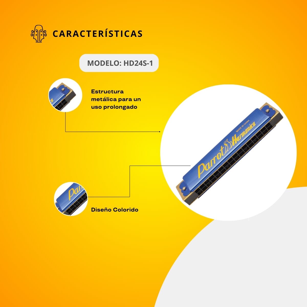 Armónica Metálica de 24 Hoyos Dobles HD24S-1