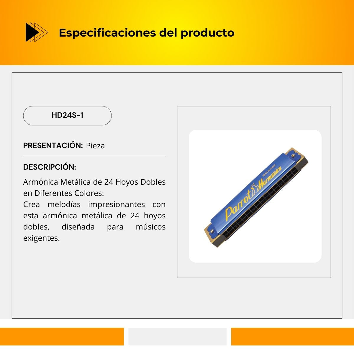 Armónica Metálica de 24 Hoyos Dobles HD24S-1