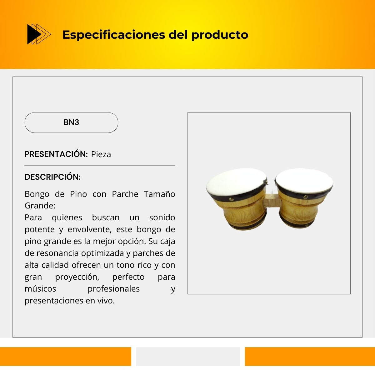 Bongo De Pino Con Parche Tamaño Grande BN3