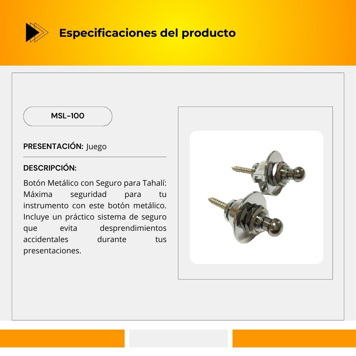 Botón Metálico Con Seguro Para Tahalí MSL-100