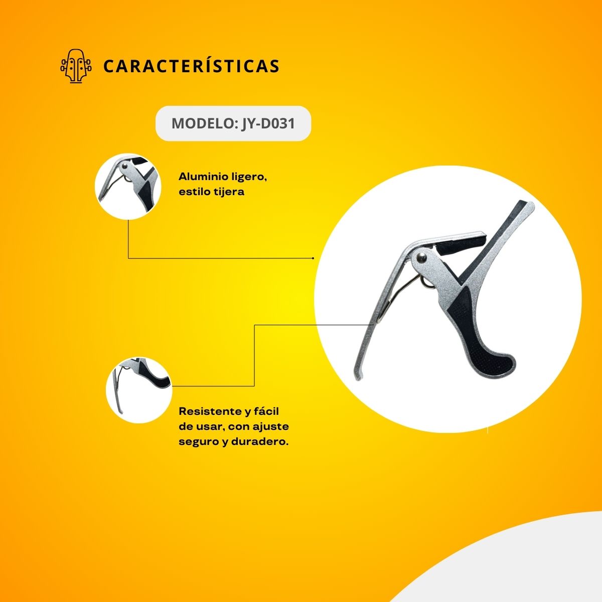 Capo De Tijera Para Guitarra Clásica JY-D031