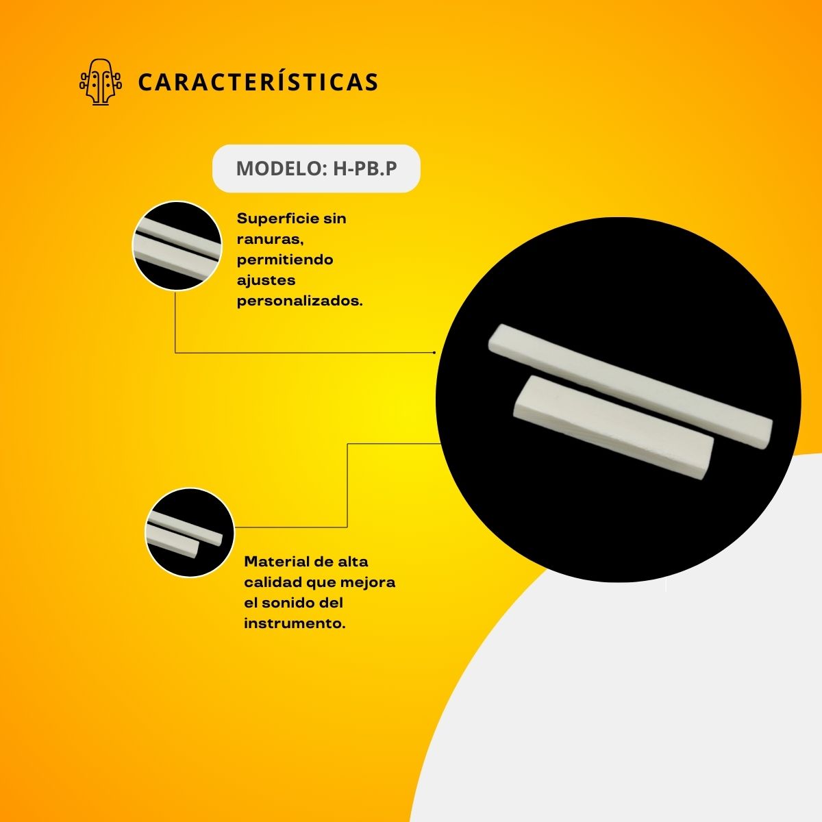 Cejilla De Hueso Para Bajo Sexto Sin Ranurar H-PB.P
