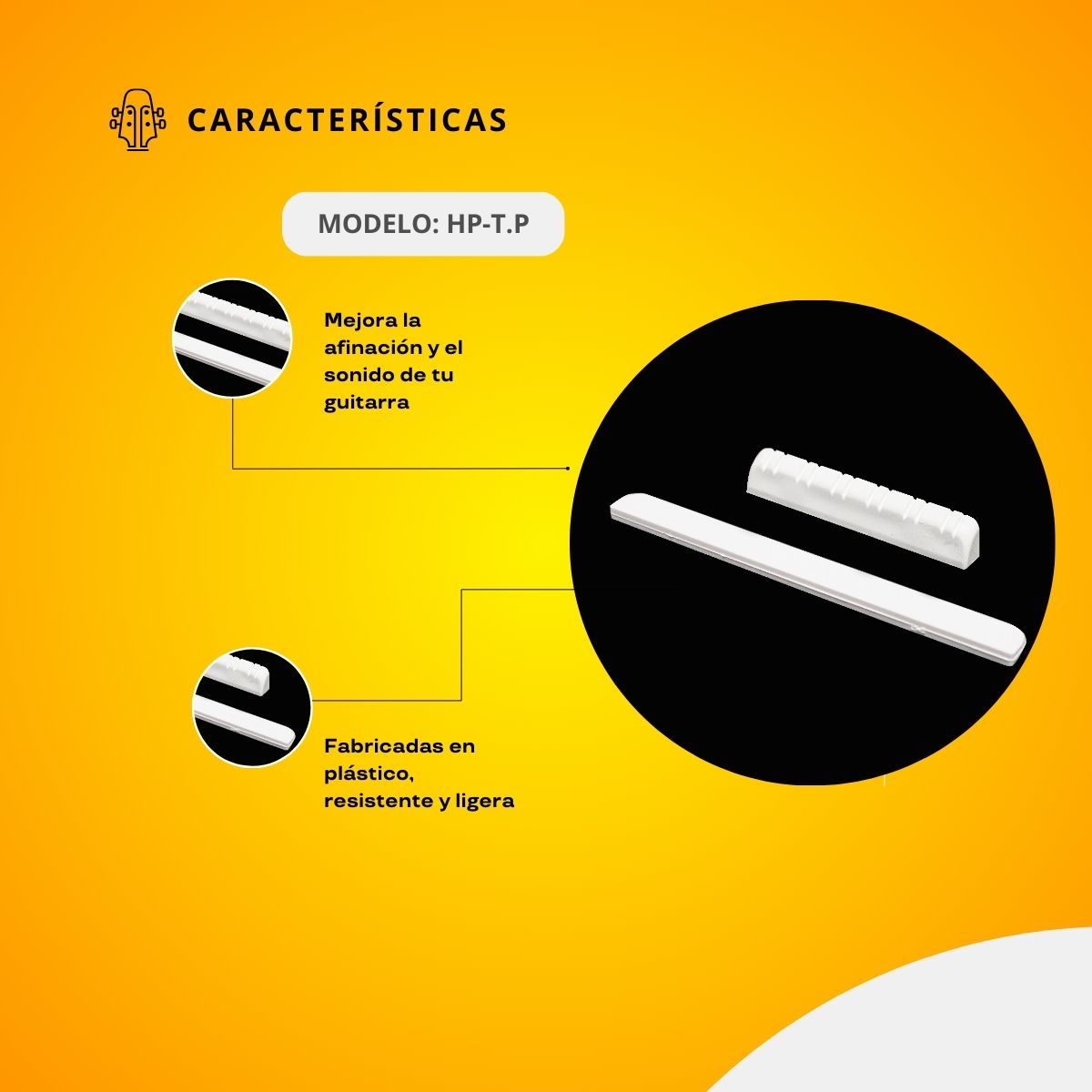 Cejilla De Plástico Para Puente De Guitarra Texana HP-T.P
