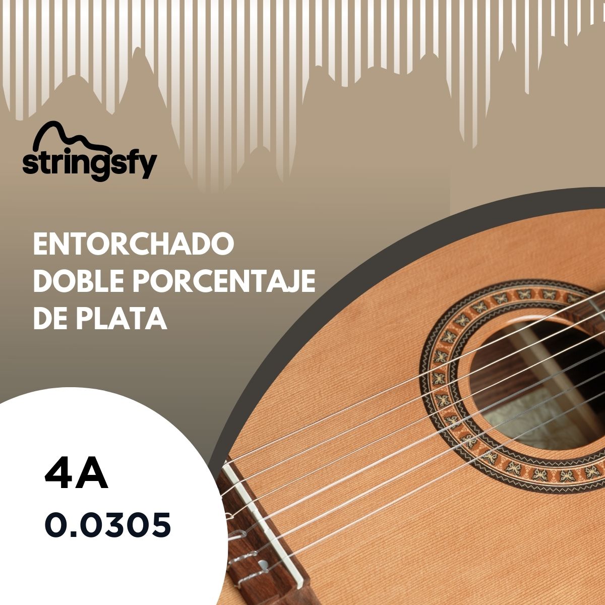 4º Cuerda Entorchado Doble Porcentaje De Plata Guitarra Clásica 0.0305