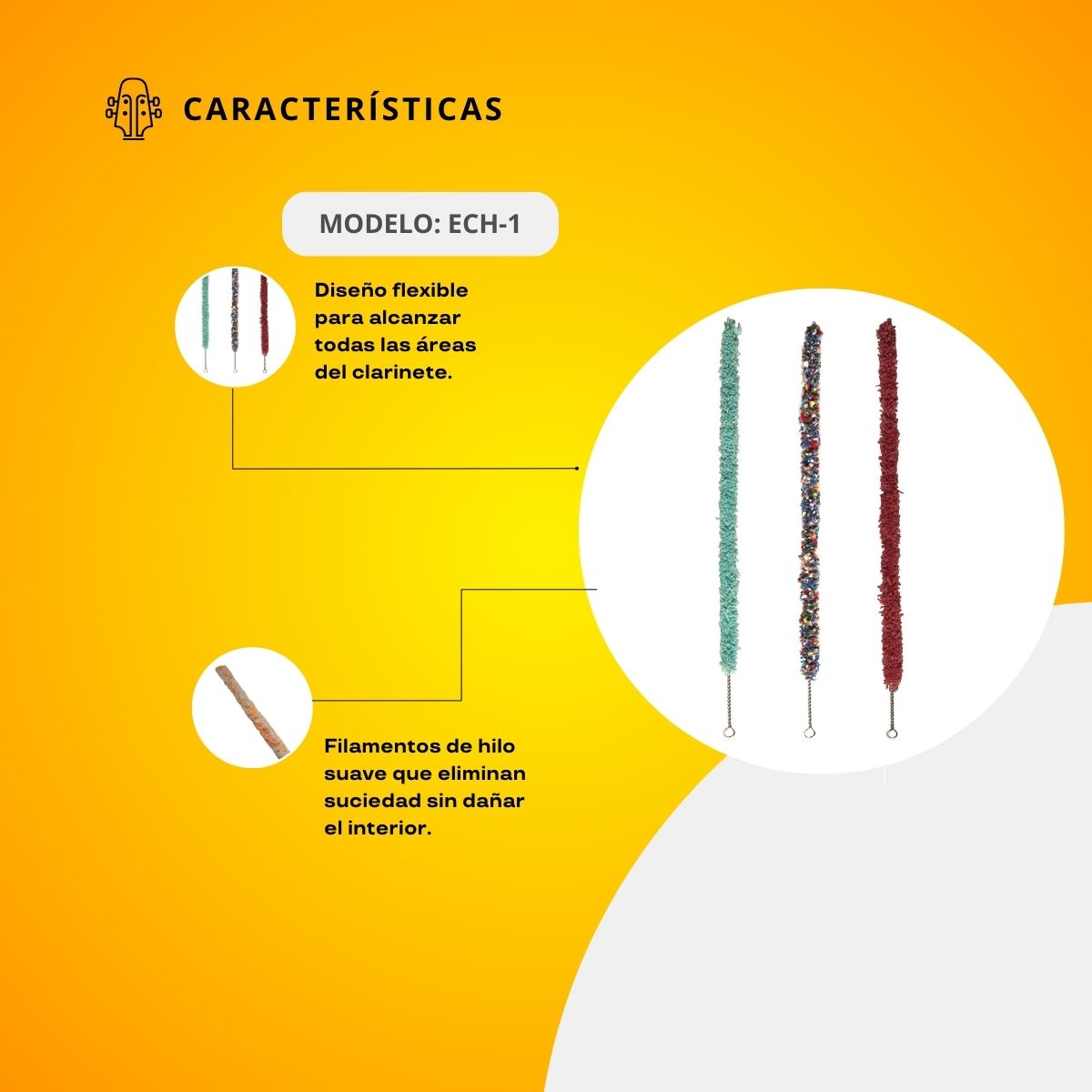 Escobillón Para Clarinete de Hilo ECH-1
