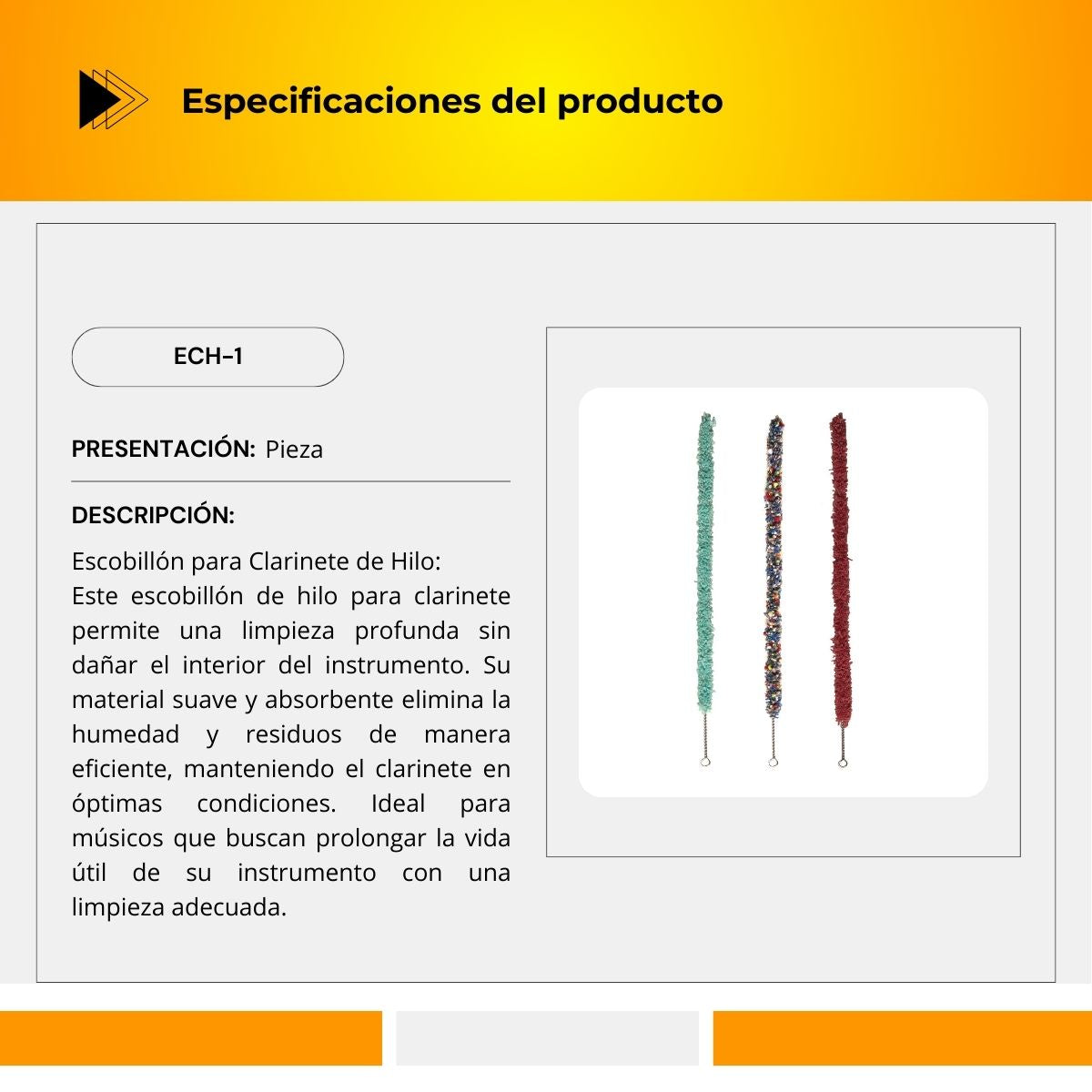Escobillón Para Clarinete de Hilo ECH-1