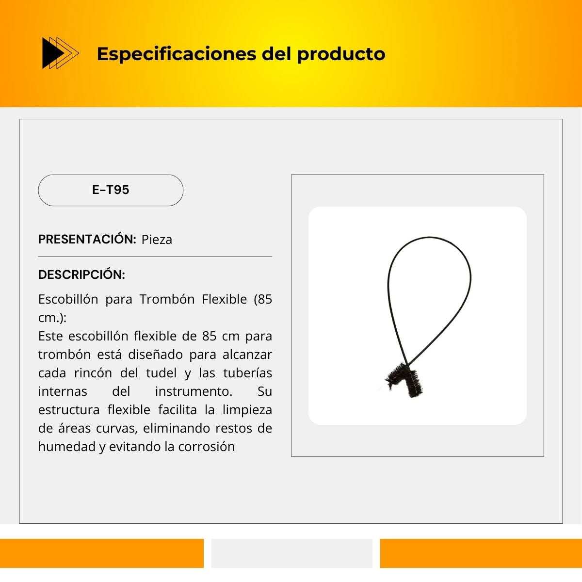 Escobillón Para Trombón Flexible E-T95