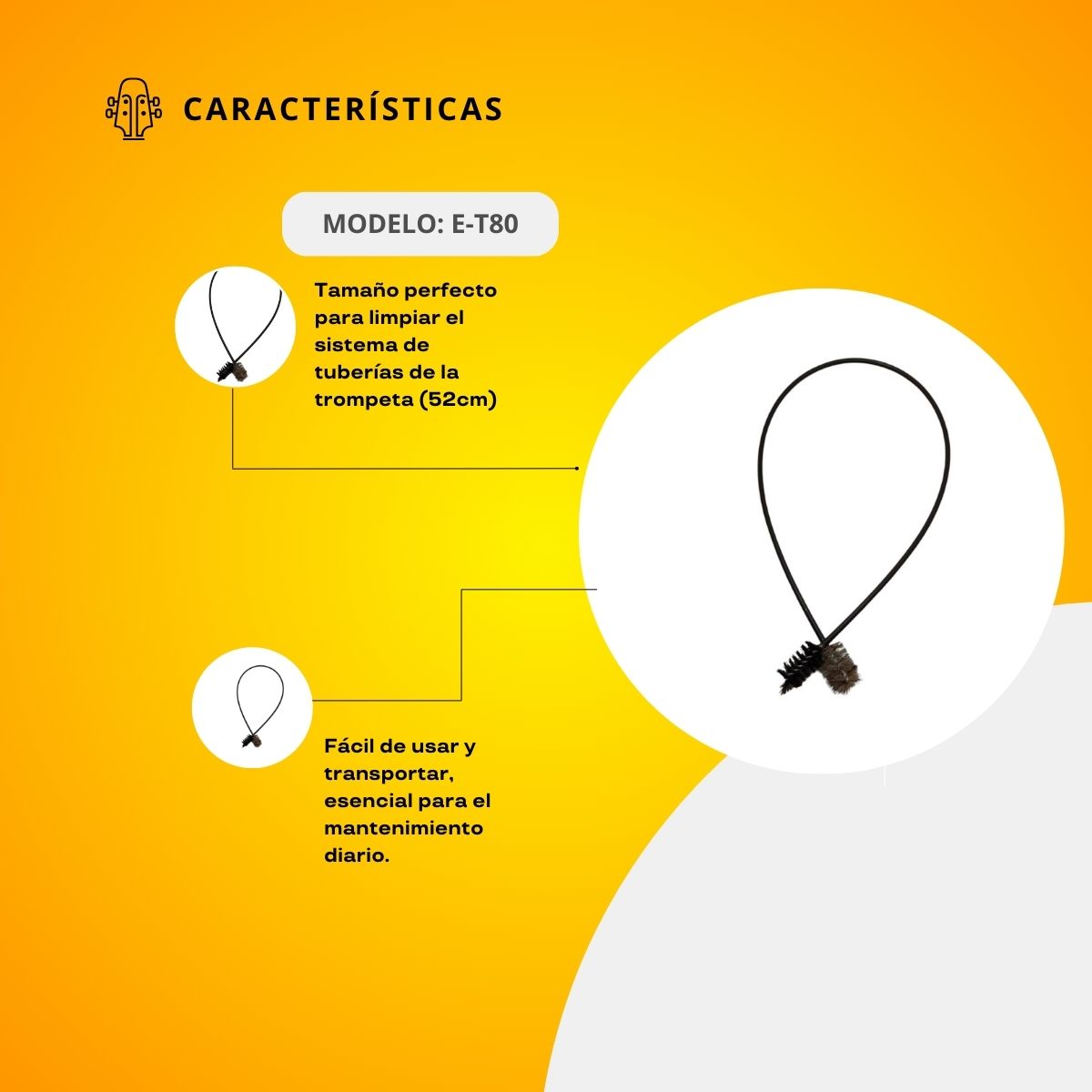 Escobillón Para Trompeta Flexible E-T80