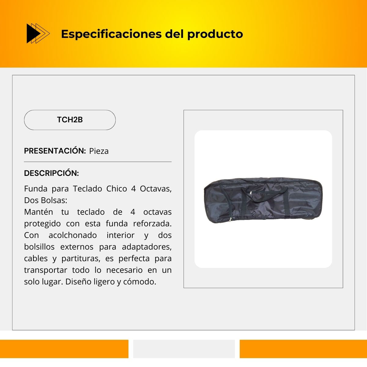 Funda Para Teclado Chico 4 Octavas dos bolsas TCH2B