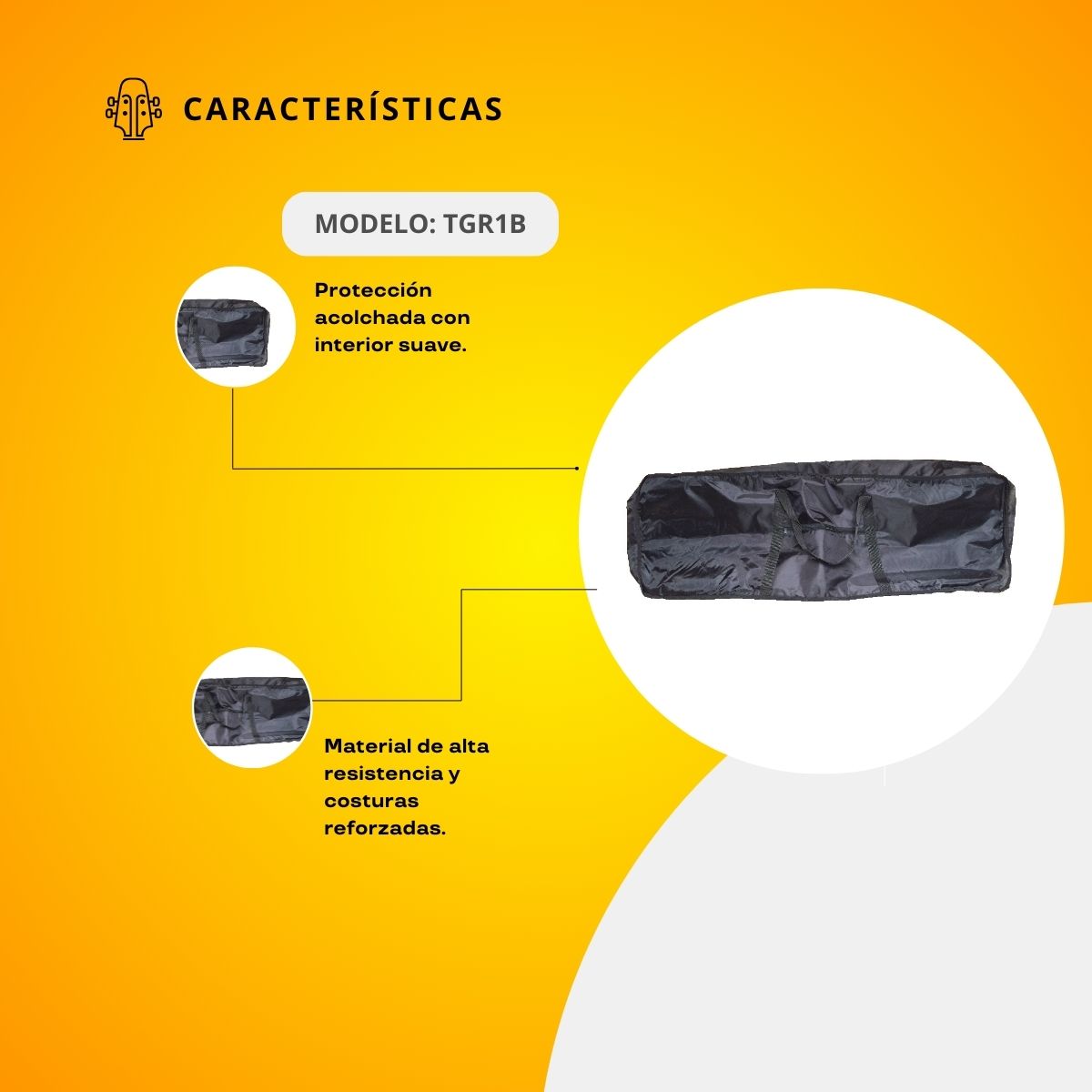 Funda Para Teclado Mediano 5 Octavas Dos Bolsas TGR1B