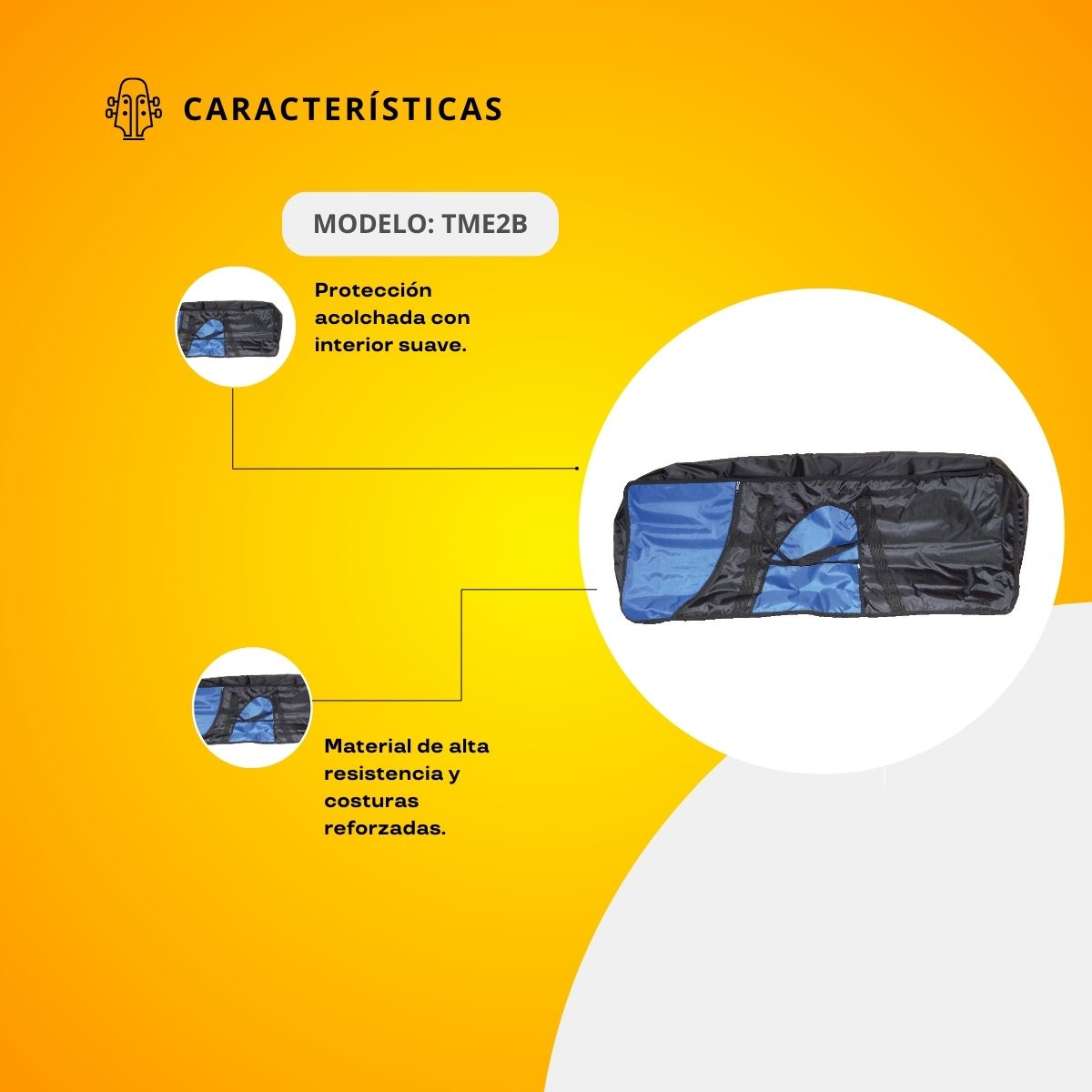 Funda Para Teclado Mediano 5 Octavas Dos Bolsas TME2B