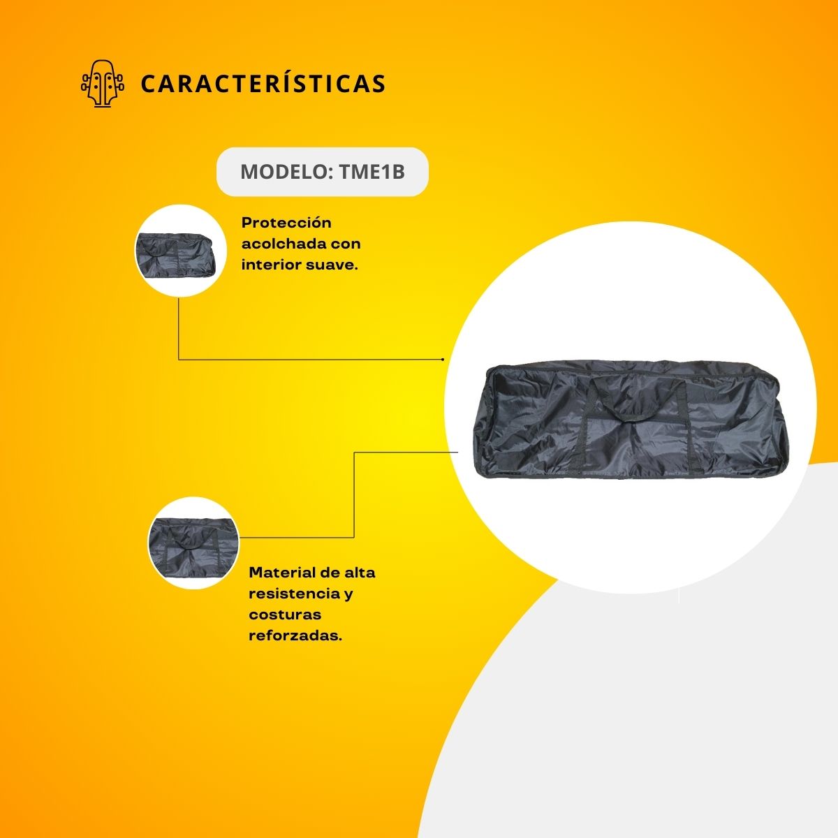 Funda Para Teclado Mediano 5 Octavas TME1B
