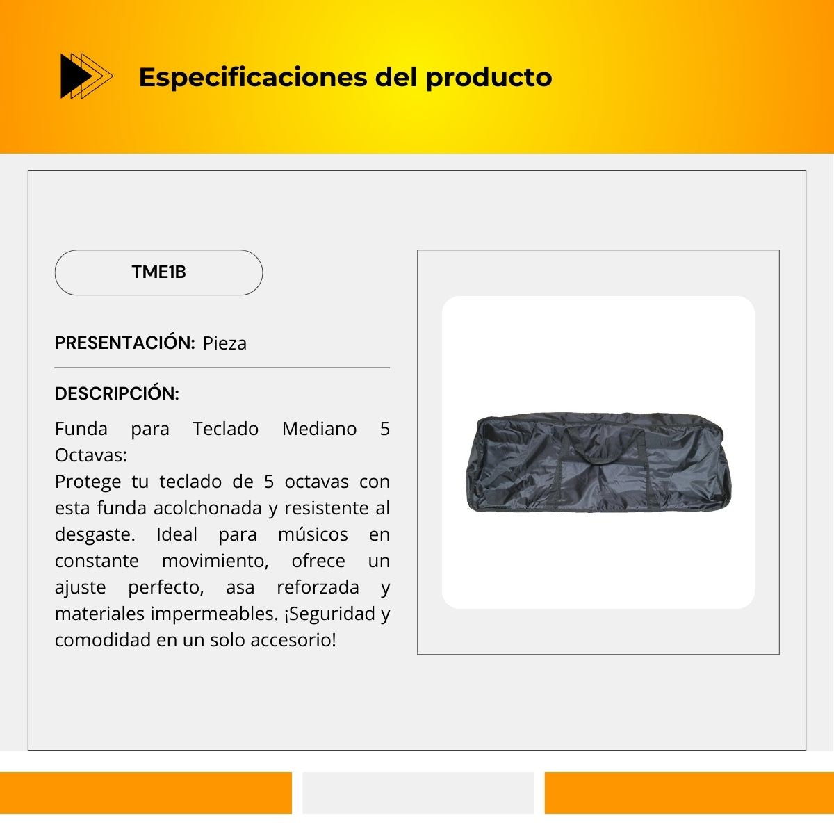 Funda Para Teclado Mediano 5 Octavas TME1B