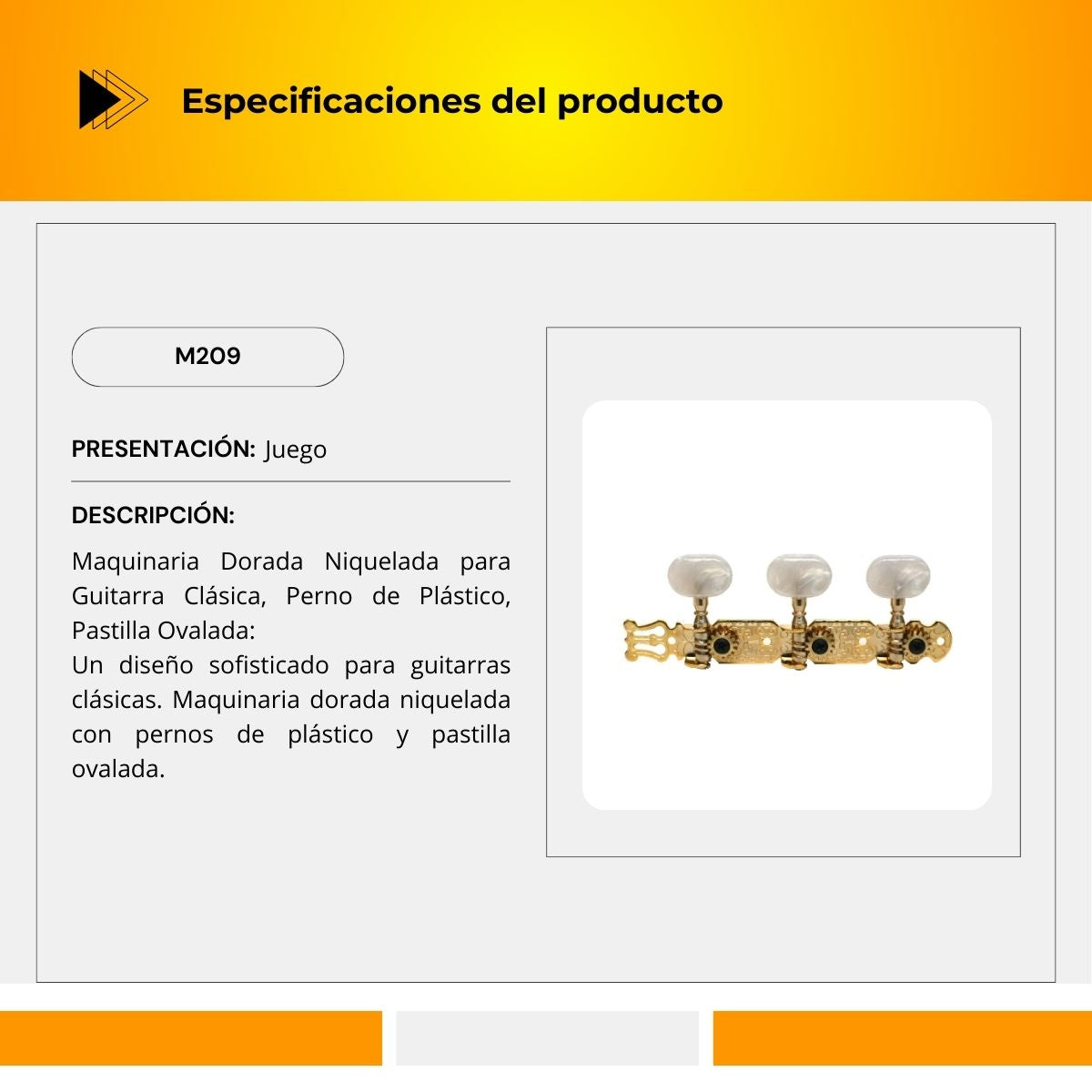 Maquinaria Niquelada Dorada Para Guitarra Clásica M209