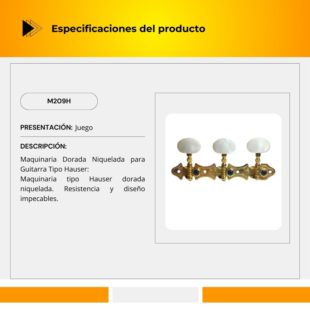 Maquinaria Niquelada Dorada Para Guitarra Clásica M209H