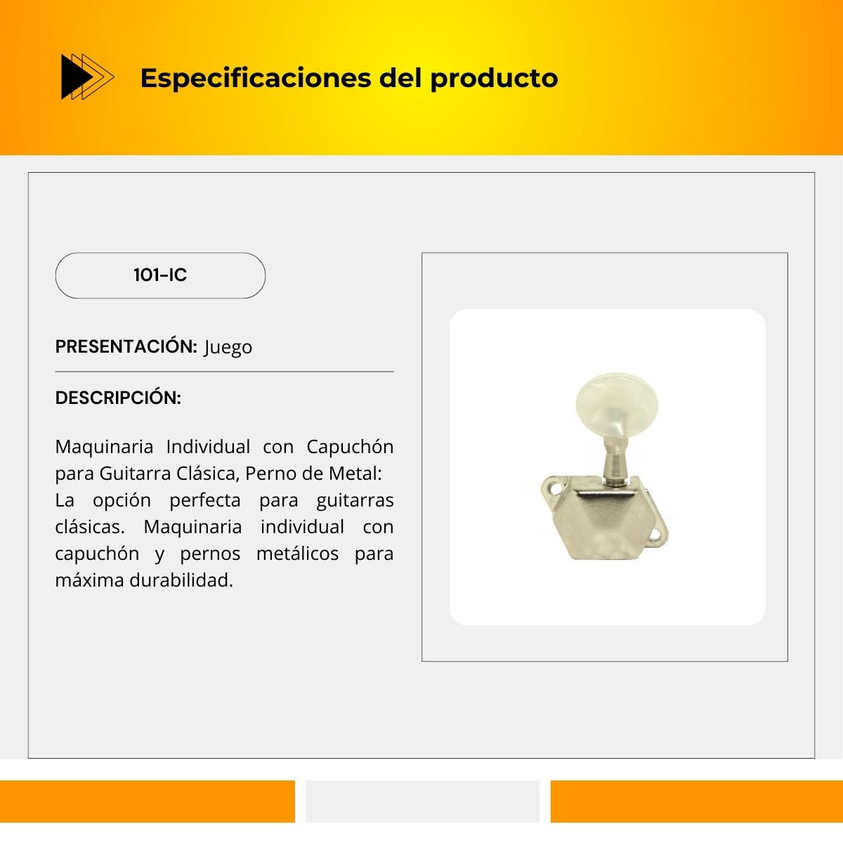 Maquinaria Individual Con Capuchón Para Guitarra Clásica 101-IC
