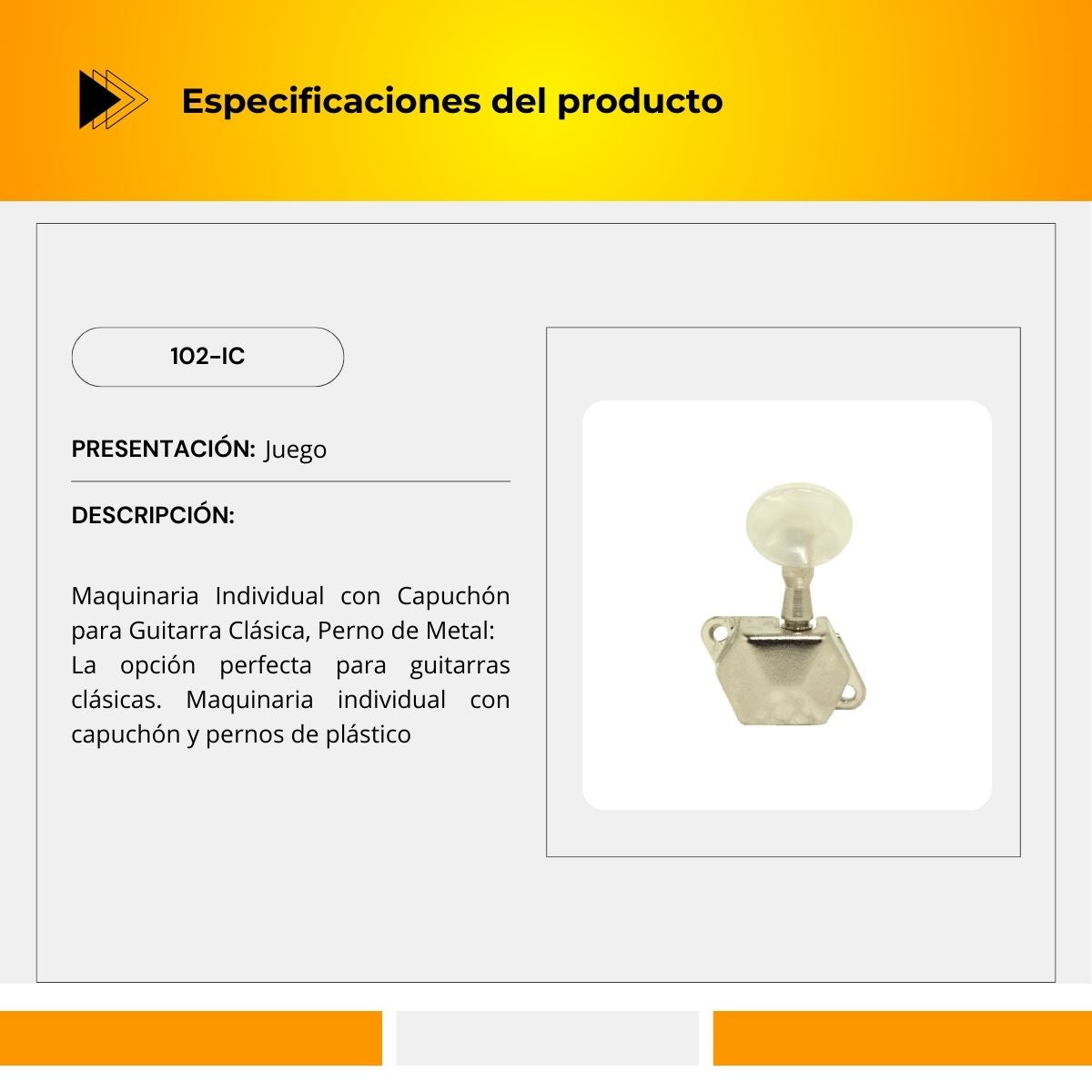 Maquinaria Individual Con Capuchón Para Guitarra Clásica 102-IC