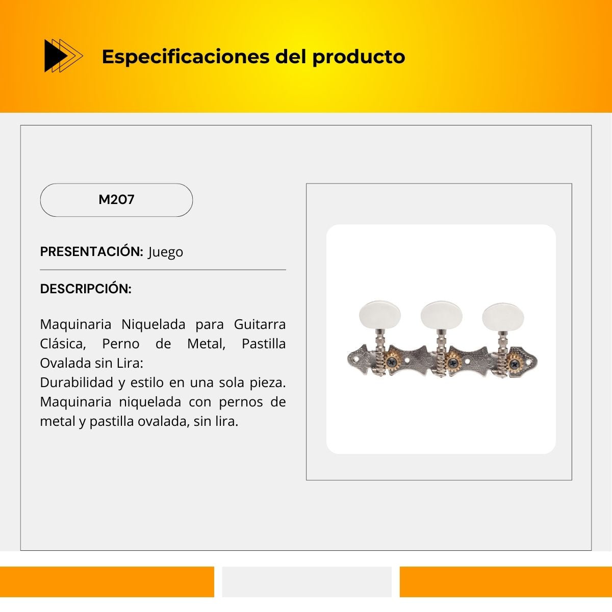 Maquinaria Niquelada Para Guitarra Clásica M207