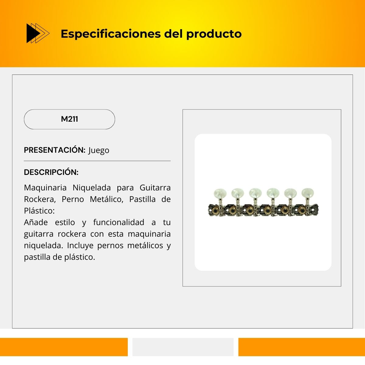Maquinaria Niquelada Para Guitarra Acustica M211