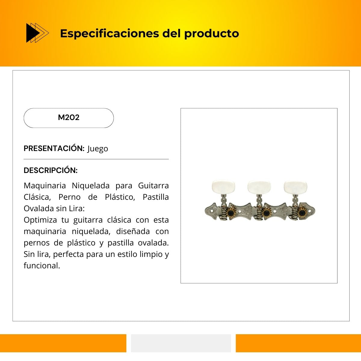 Maquinaria Niquelada Para Guitarra Clásica M202