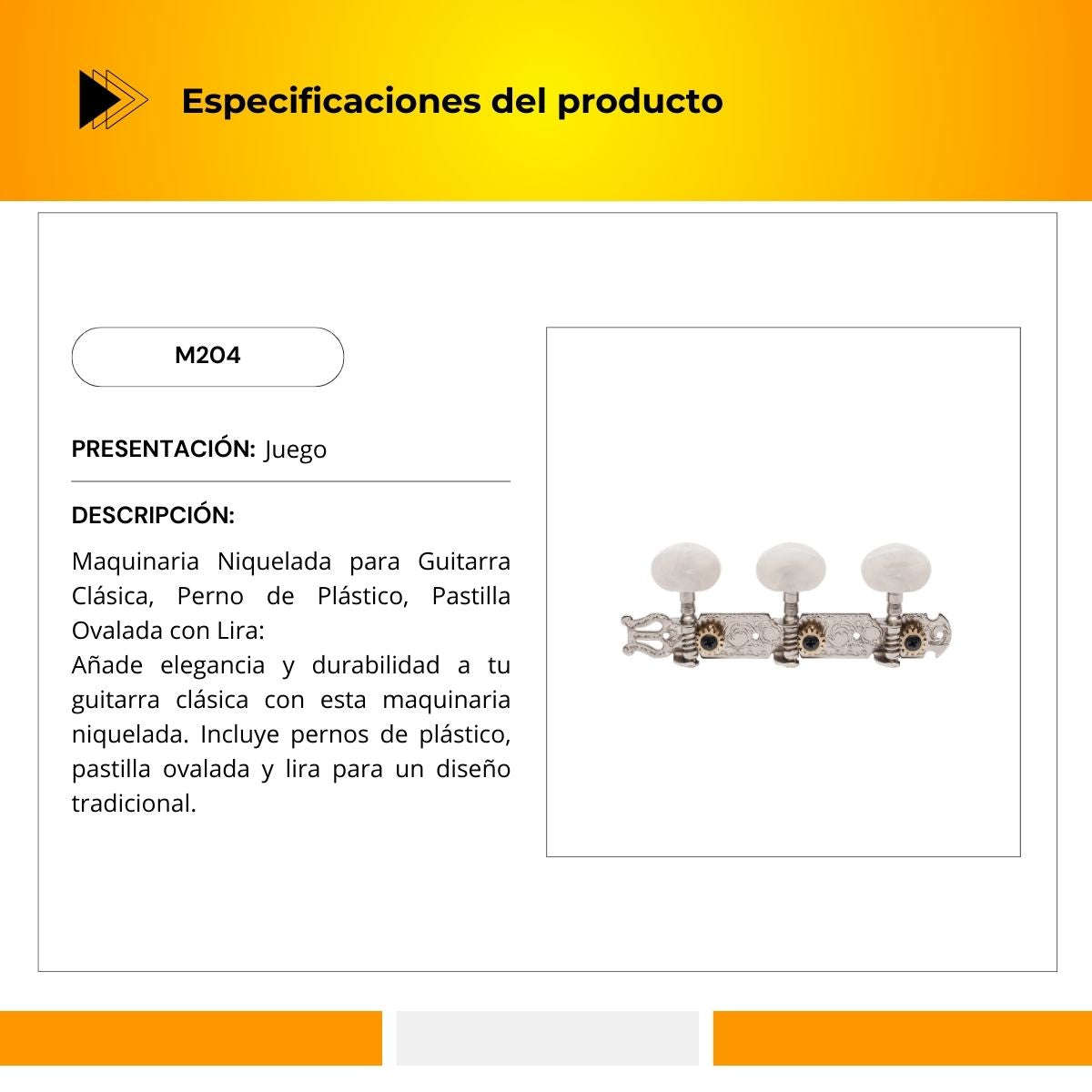 Maquinaria Niquelada Para Guitarra Clásica M204