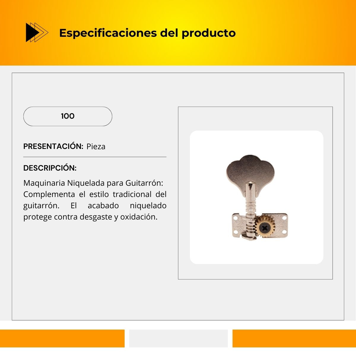 Maquinaria Niquelada Para Guitarron 100