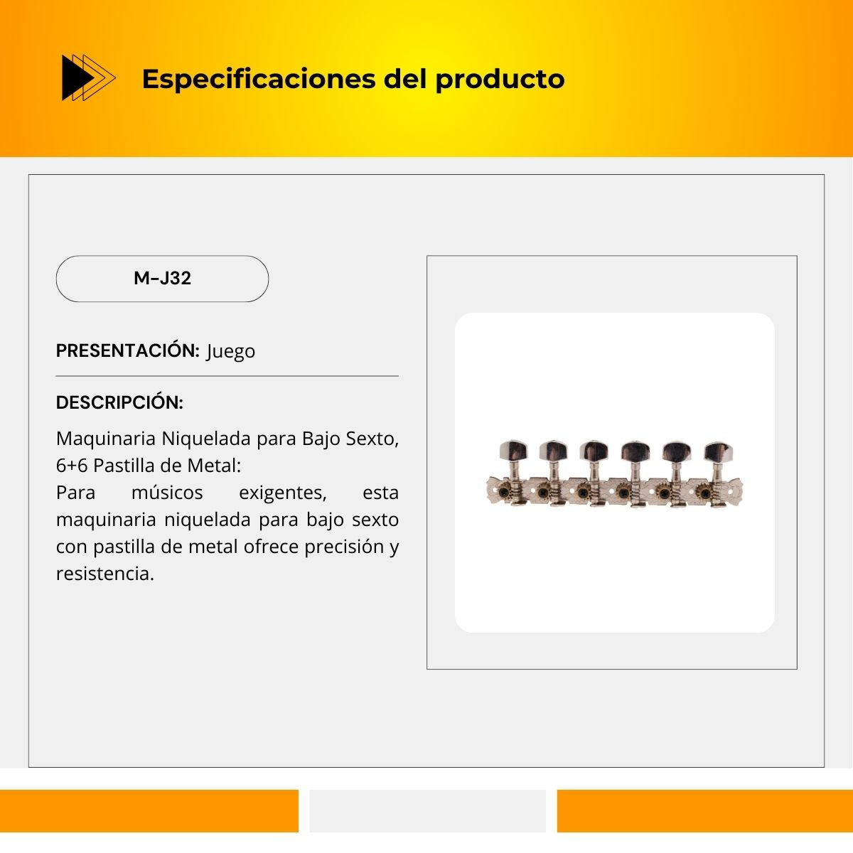 Maquinaria Niquelada Para Bajo Sexto 6+6 M-J32