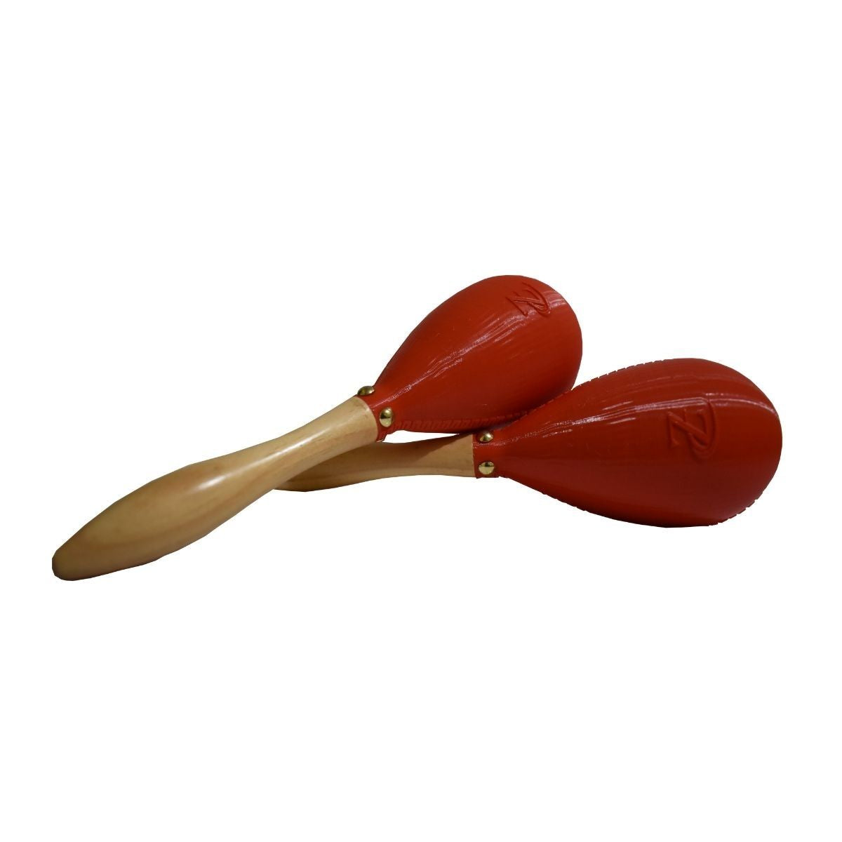 Maraca Folk Mediana Mango de Madera Cabeza color Rojo MFR-M