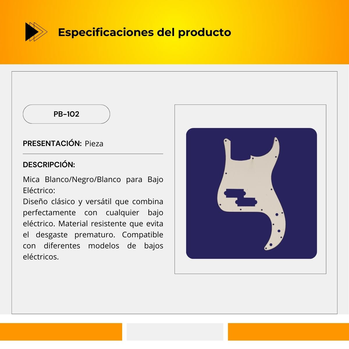Mica Para Bajo Eléctrico PB-102