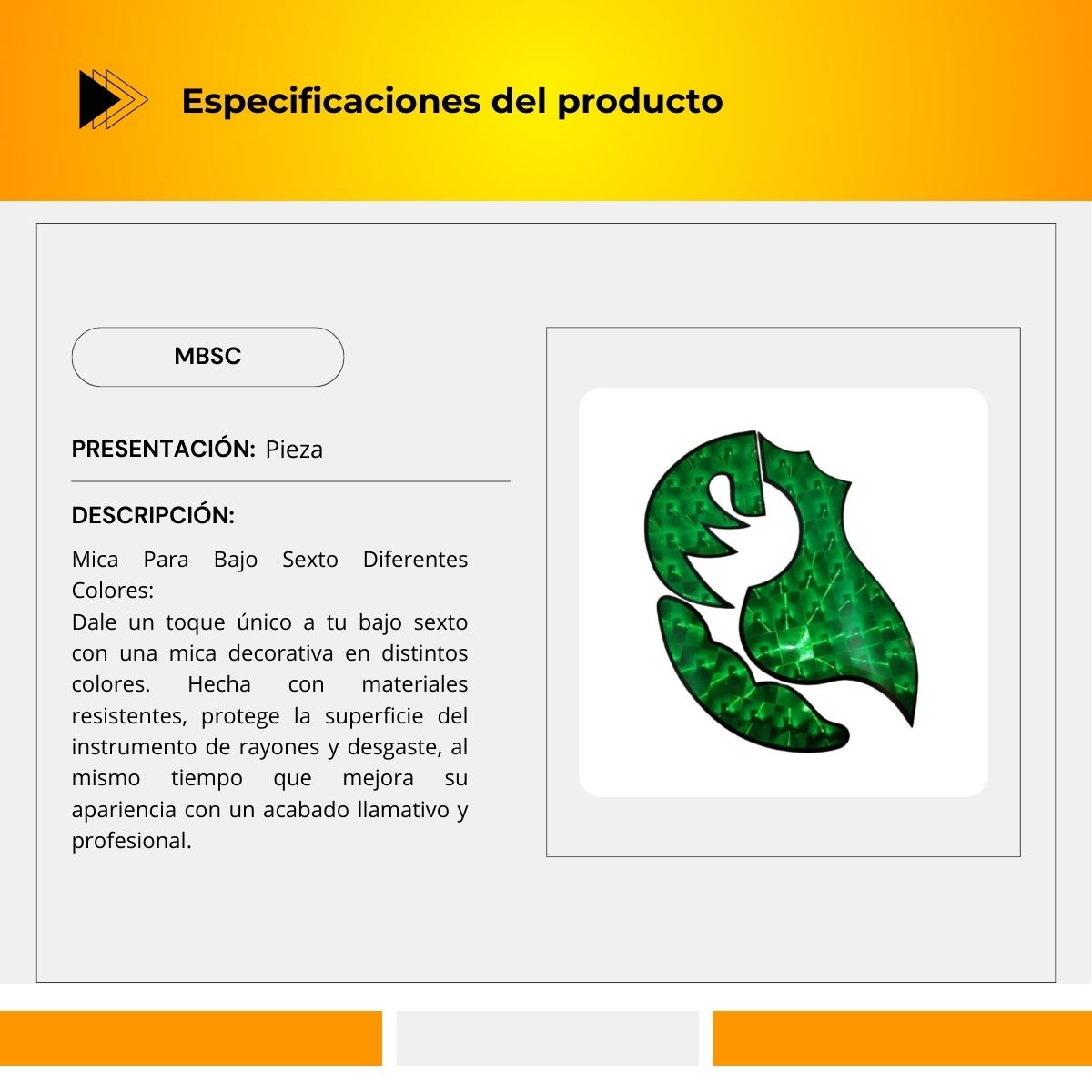 Mica Para Bajo Sexto Diferentes Colores MBSC