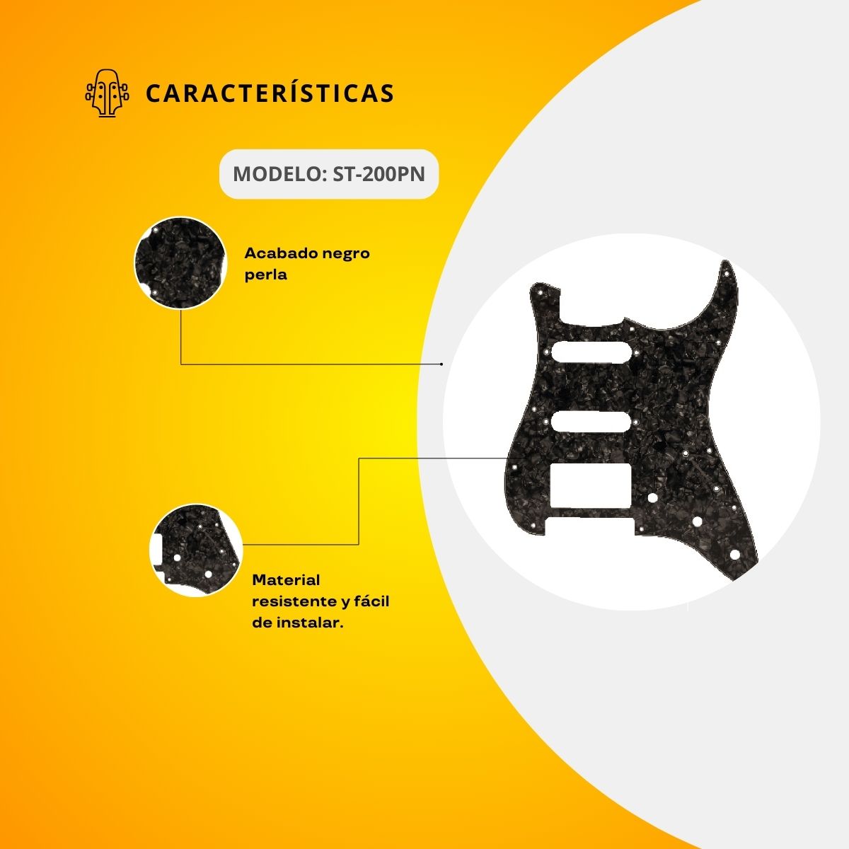 Mica Negro Perla Para Guitarra Eléctrica ST-200PN