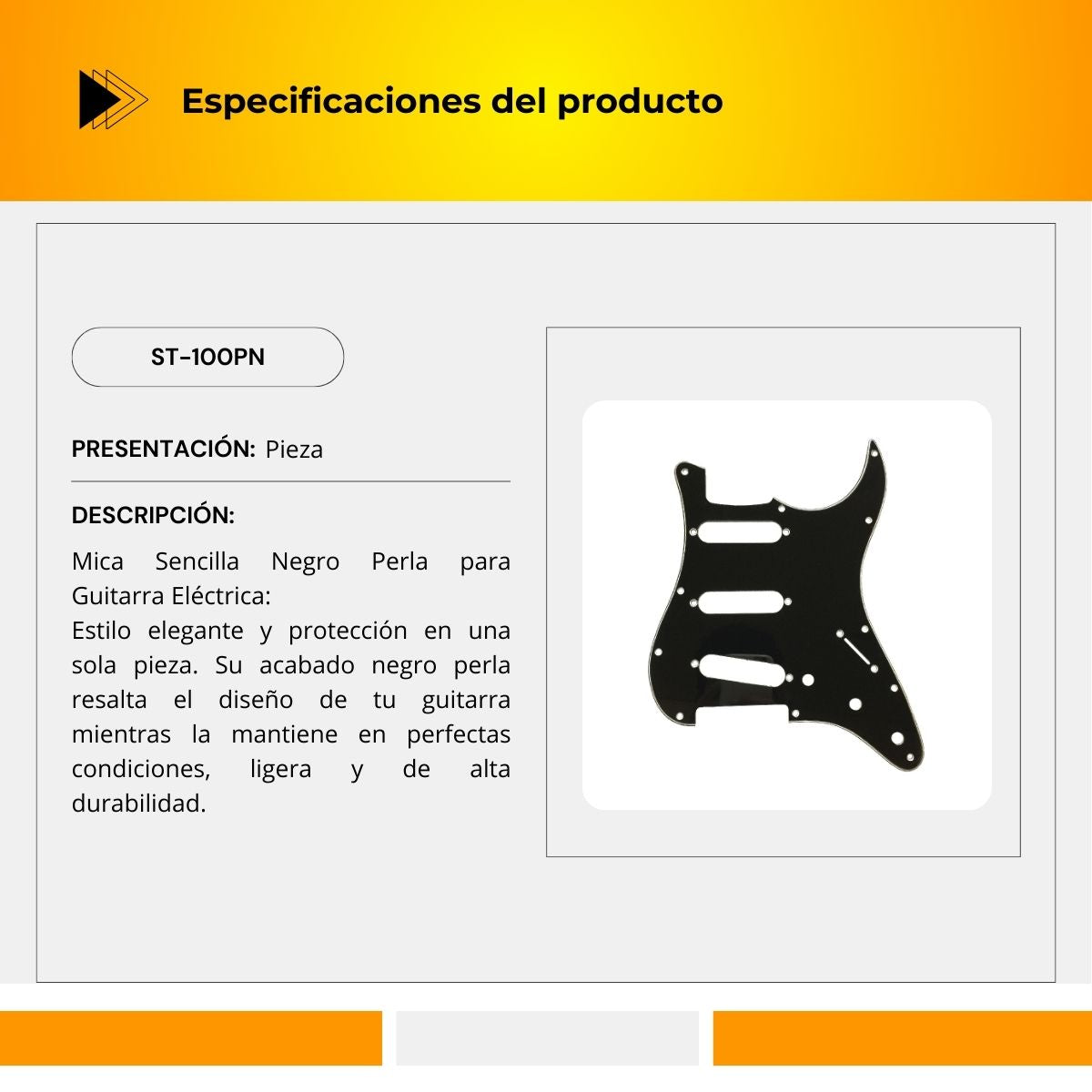 Mica Sencilla Para Guitarra Eléctrica ST-100PN