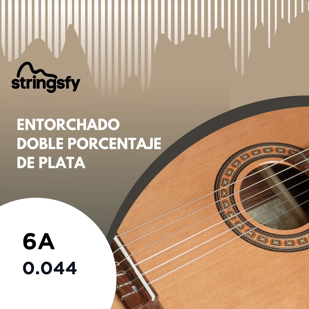 6º Cuerda Entorchado Doble Porcentaje De Plata Guitarra Clásica 0.044