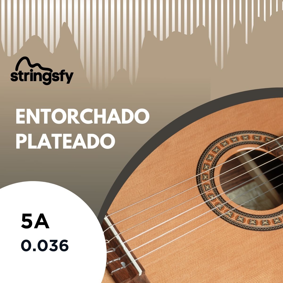 5º Cuerda Entorchado Plateado Guitarra Clásica 0.036