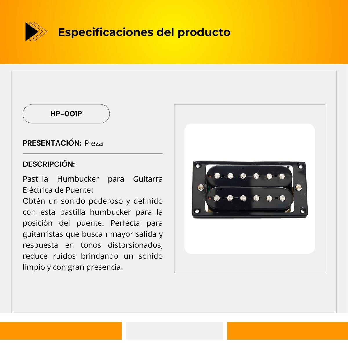 Pastilla Humbucker Para Guitarra Eléctrica de de Puente HP001P