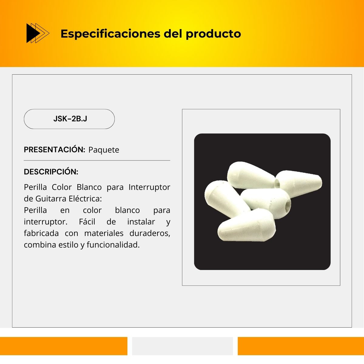 Perilla Para Interruptor de Guitarra Eléctrica JSK-2B.J