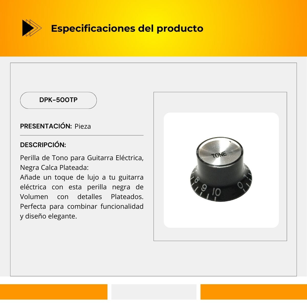 Perilla De Tono Para Guitarra Eléctrica DPK-500TP