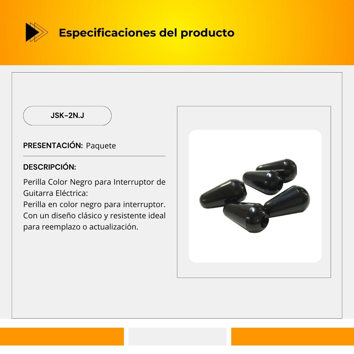 Perilla Para Interruptor de Guitarra Eléctrica JSK-2N.J