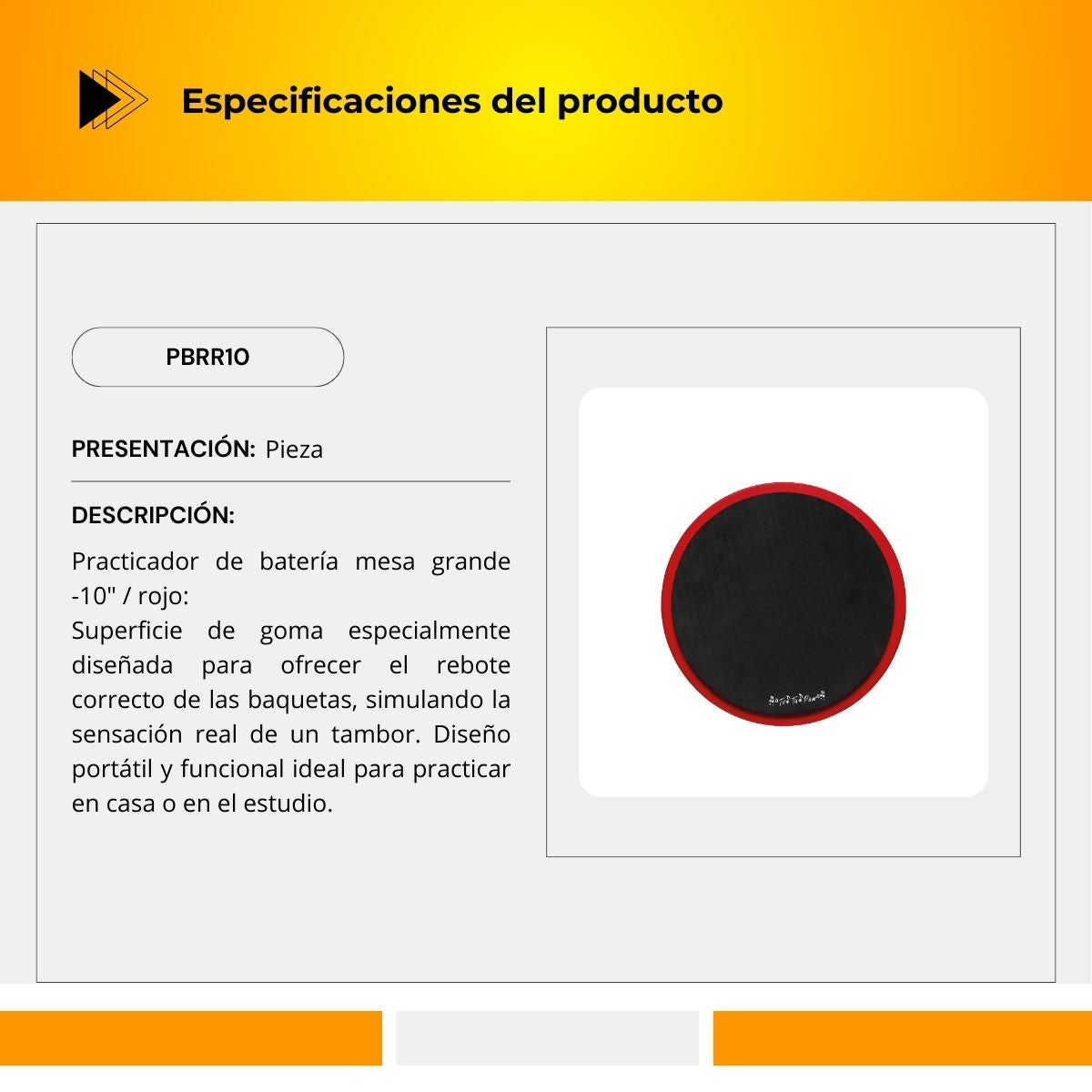 Practicador De Batería De Mesa Tamaño Grande PBRR10