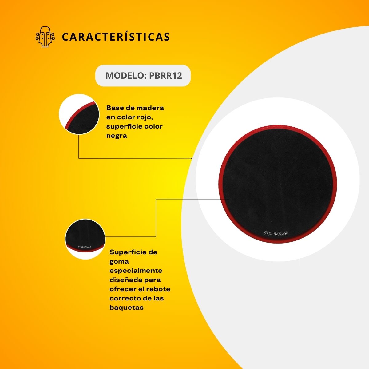 Practicador De Batería De Mesa De 12" Rojo PBRR12