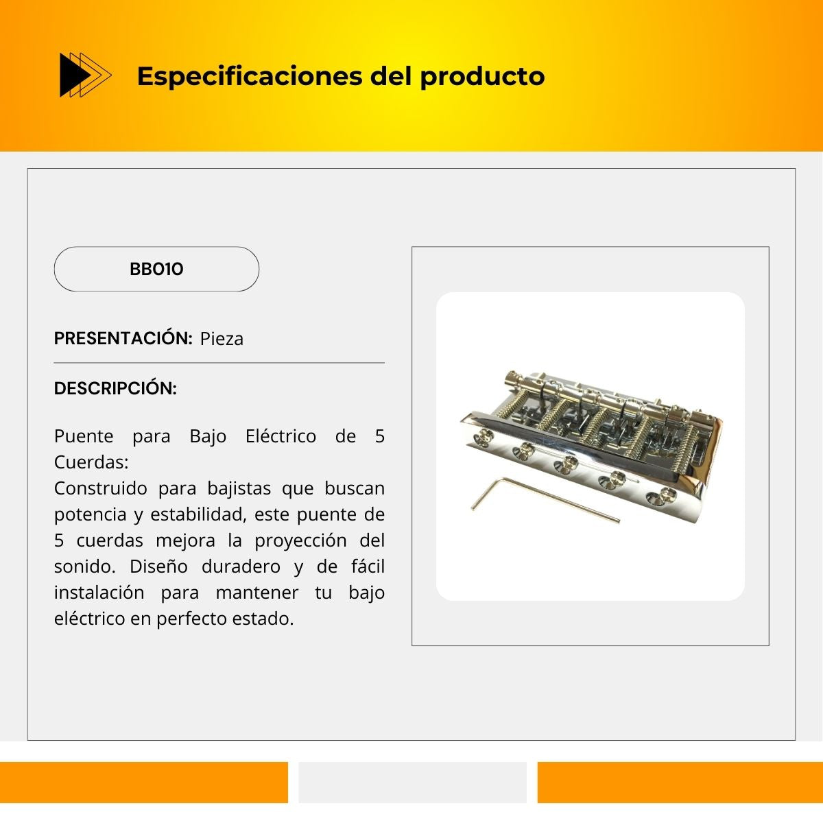 Puente Para Bajo Eléctrico 5 Cuerdas BB010