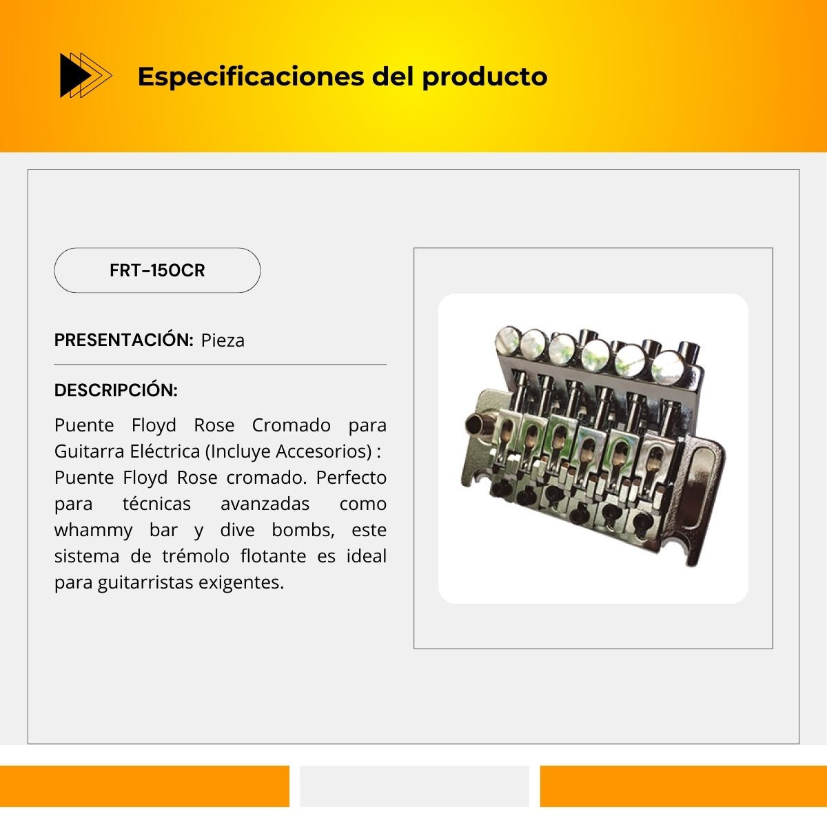 Puente Floyd Rose Cromado Para Guitarra Eléctrica FRT-150CR
