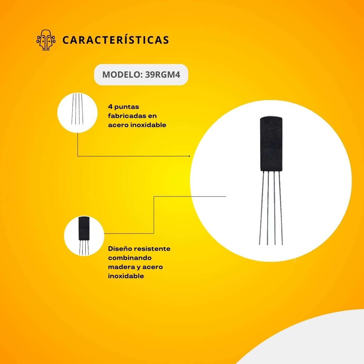 Raspador Para Güiro Puntas De Acero Inoxidable 39RGM4