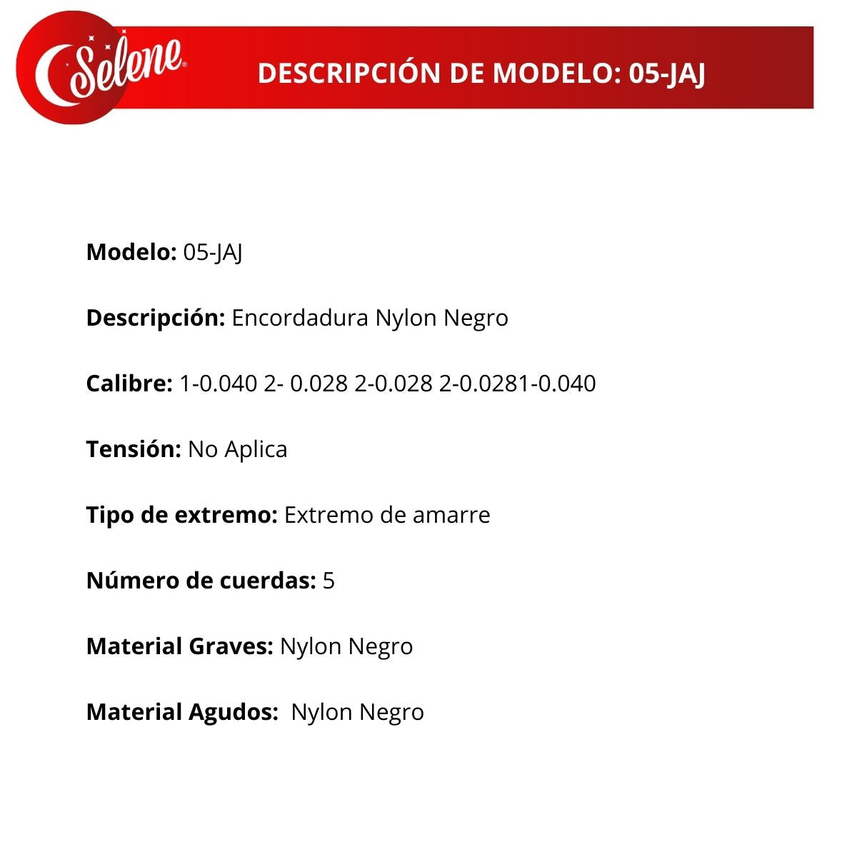 Cuerdas Para Jarana Jarocha Selene 05-JAJ Nylon Negro