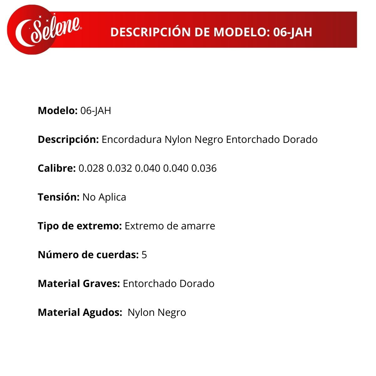 Cuerdas Para Jarana Huasteca Selene 06-JAH Nylon Negro