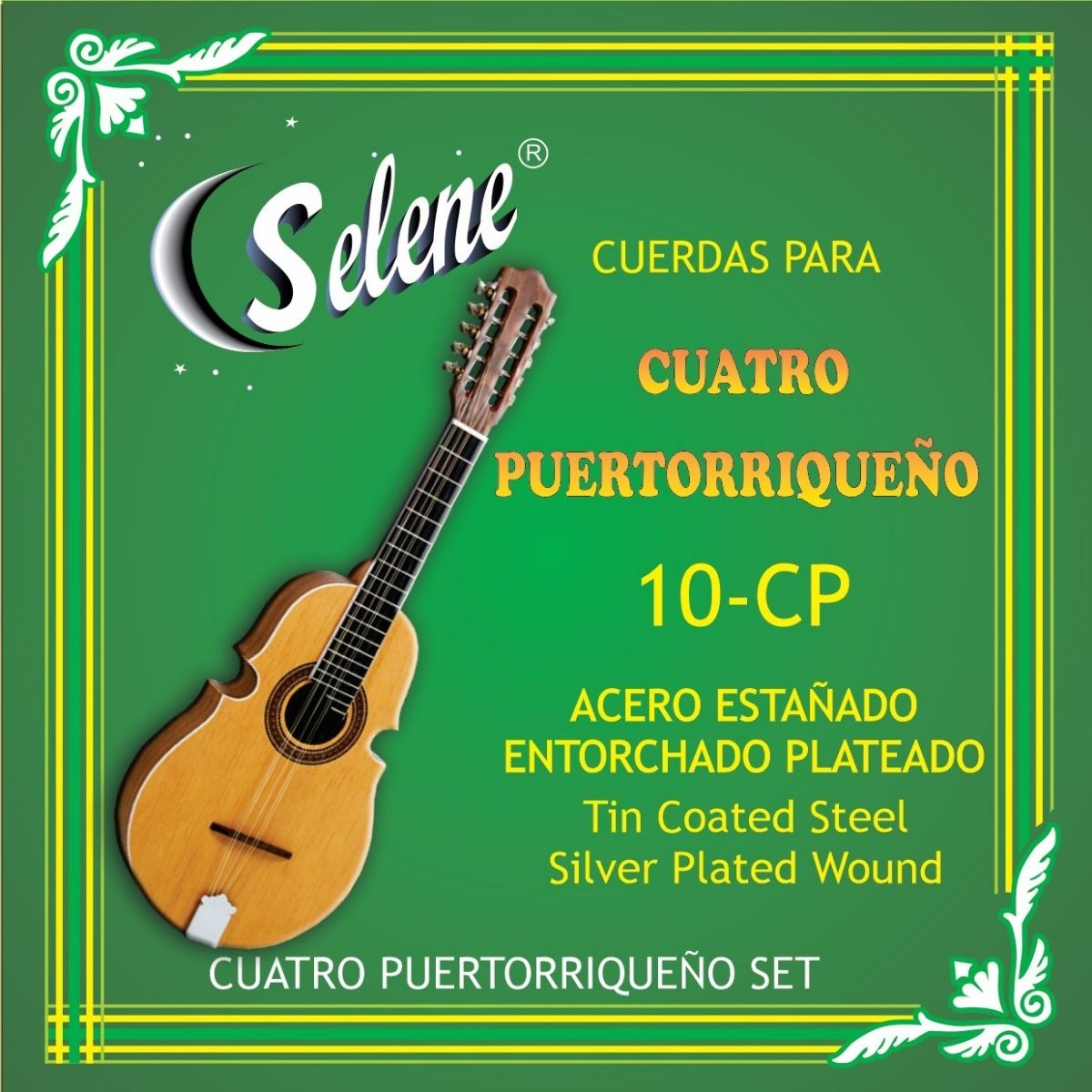 Cuerdas Para Cuatro Puertorriqueño Selene 10 C.P. Entorchado Plateado