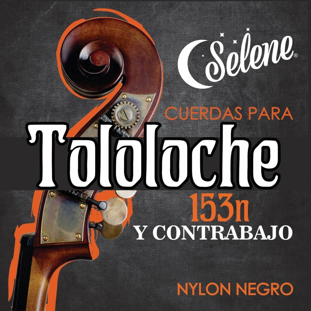 Cuerdas Para Tololoche Contrabajo Selene 153N Nylon Negro