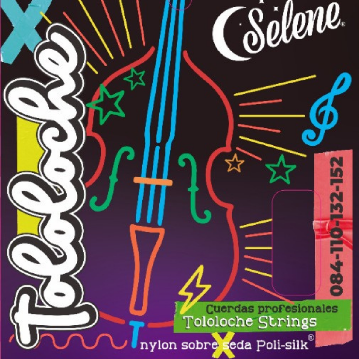 Cuerdas para Tololoche Contrabajo Selene 153-AA Nylon Amarillo Ambar